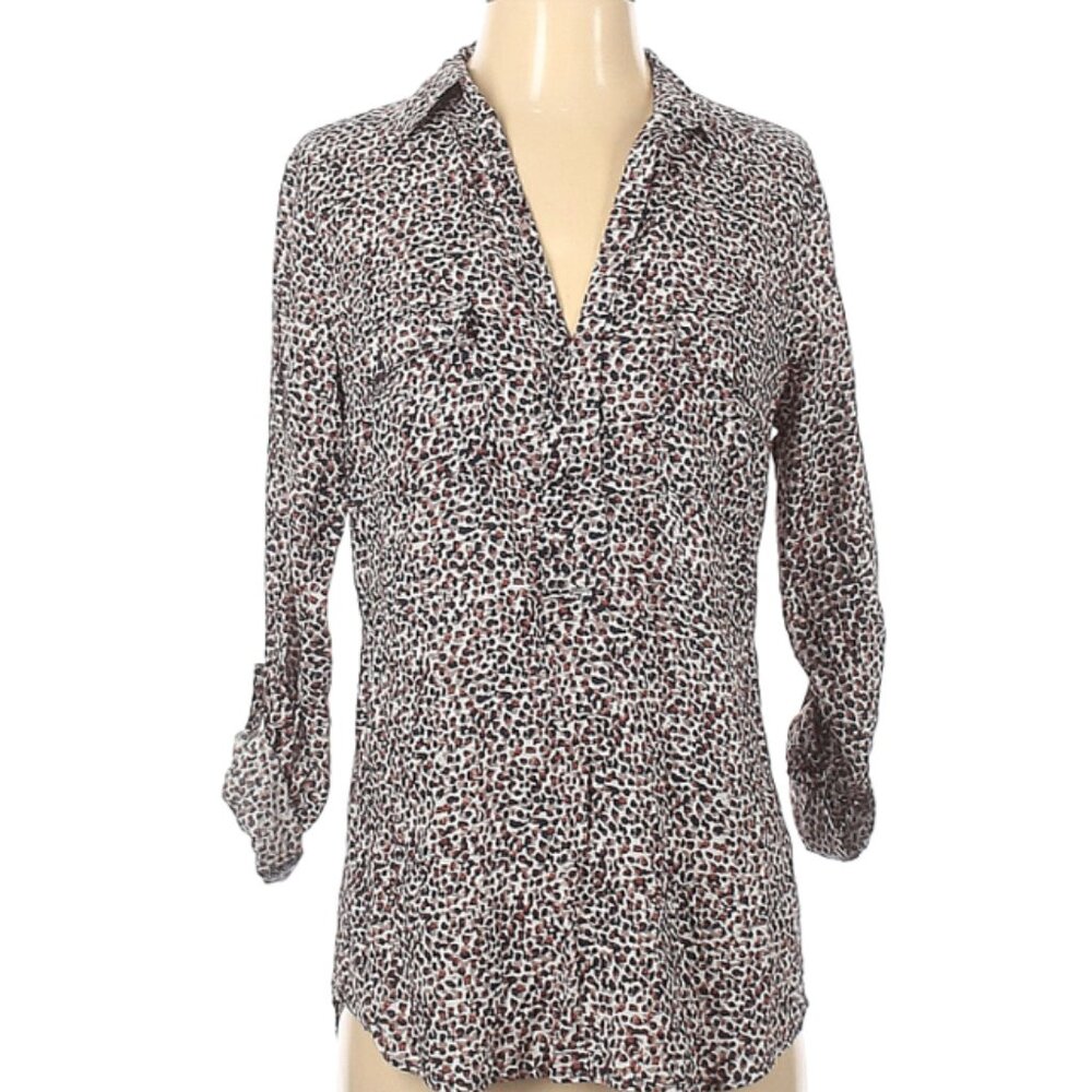 Splendid Long Sleeve Blouse with Animal Print - Size Small